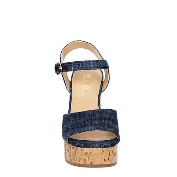 MICHAEL BY MICHAEL SHANNON WOMENS MARIA WEDGE SANDAL - DENIM, 8.5 - Picture 4 of 7